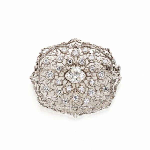 Spilla in oro e diamanti  - Asta GIOIELLI OROLOGI E LUXURY GOODS - Faraone Casa d'Aste