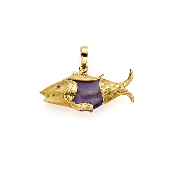Gold and amethyst pendant   - Auction GIOIELLI OROLOGI E LUXURY GOODS - Faraone Casa d'Aste