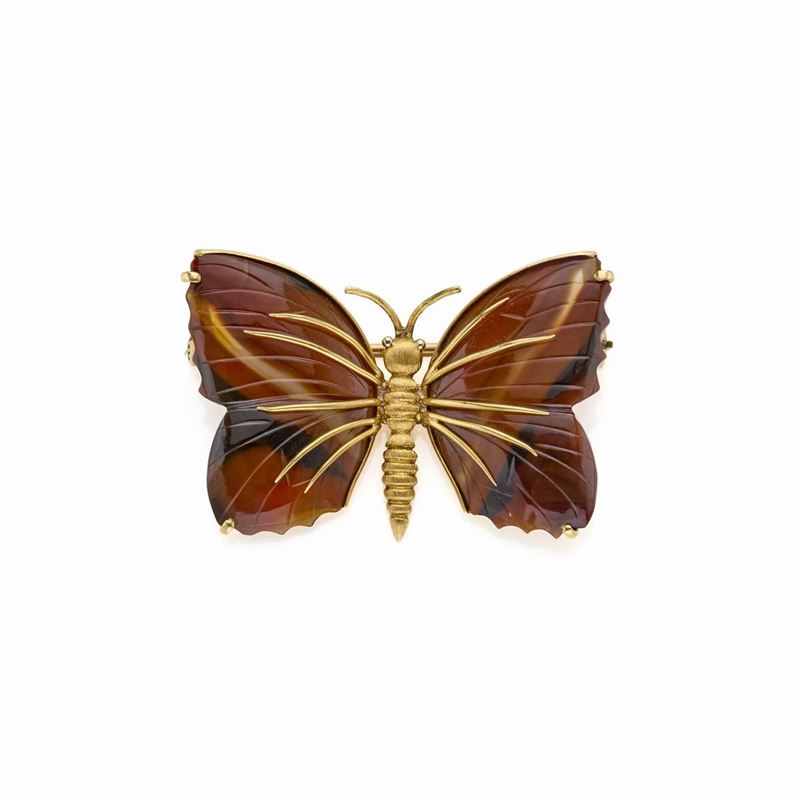 Spilla in oro e agata