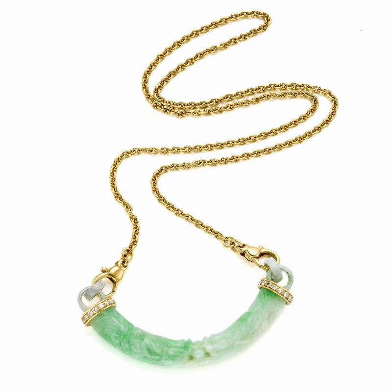 Collana in oro giadeite e diamanti