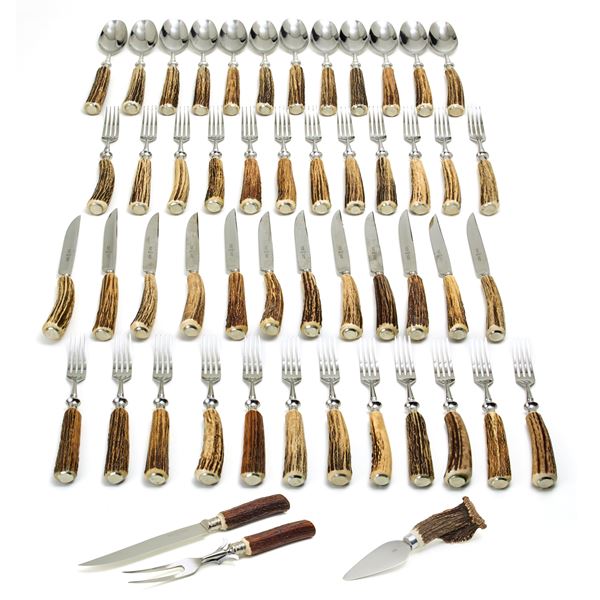 Stainless steel and wooden cutlery set   - Auction GIOIELLI OROLOGI E LUXURY GOODS - Faraone Casa d'Aste