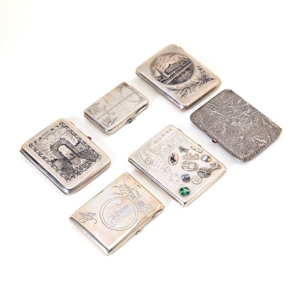 Six silver cigarette cases  - Auction GIOIELLI, OROLOGI E LUXURY GOODS - Faraone Casa d'Aste