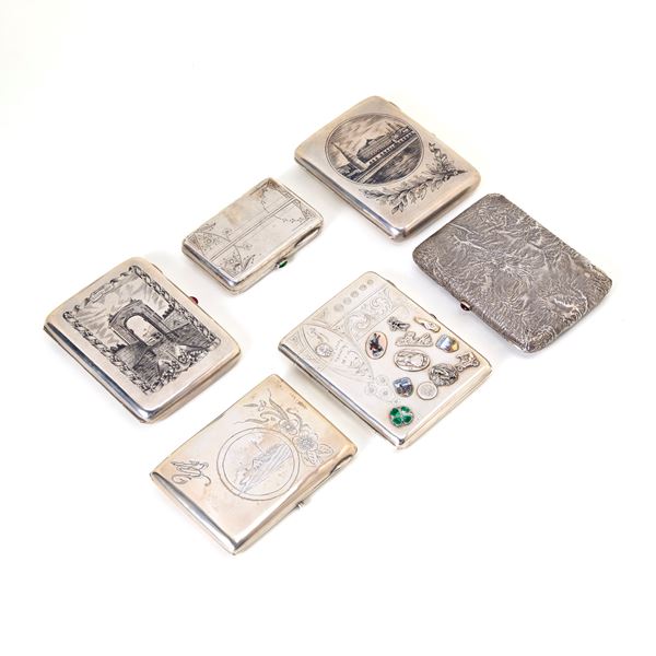 Sei portasigarette in argento   - Asta GIOIELLI, OROLOGI E LUXURY GOODS - Faraone Casa d'Aste