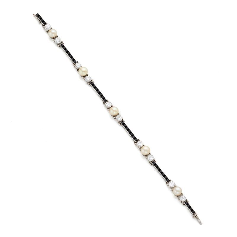 Bracciale in Oro con Diamanti e Perle