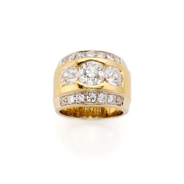 Gold and diamond ring