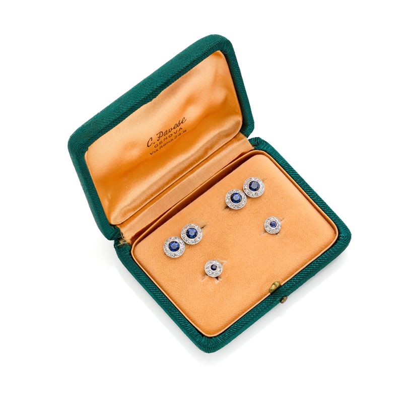 Set da Sparato in Oro con Diamanti e Zaffiri
