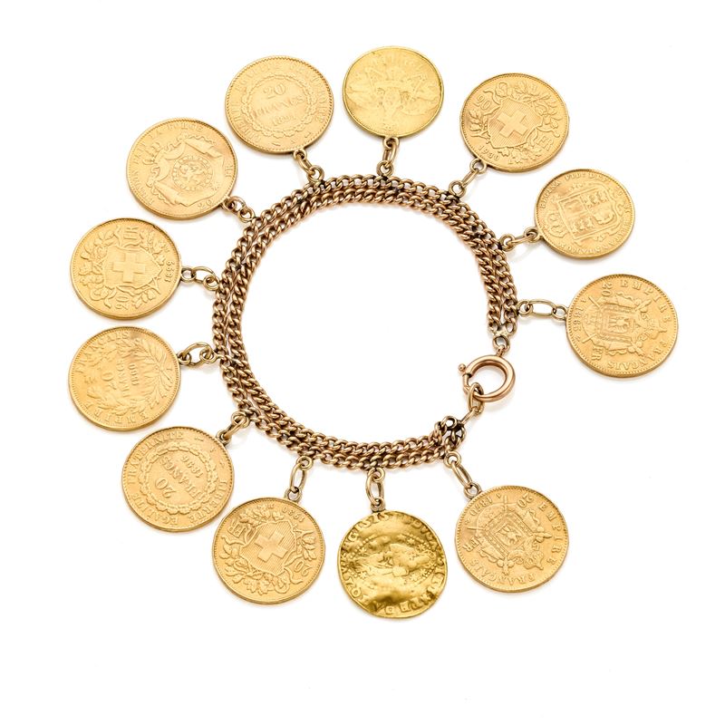 Bracciale in oro con monete