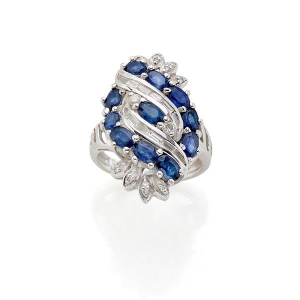 Anello in oro con diamanti e zaffiri  - Asta GIOIELLI, OROLOGI E LUXURY GOODS - Faraone Casa d'Aste
