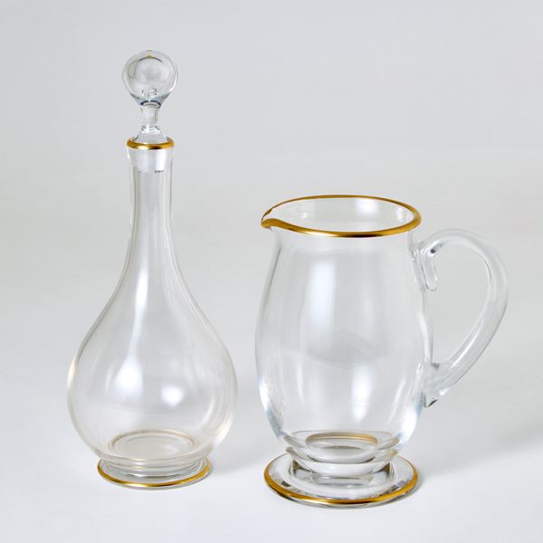 Lotto composto da bocca acqua e decanter Baccarat