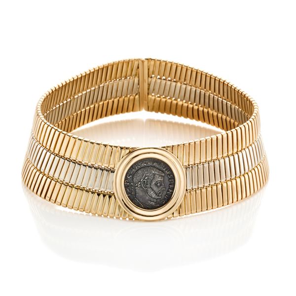 Bulgari : Collier a tre file di tubogas Bulgari, collezione Monete  - Asta GIOIELLI, OROLOGI E LUXURY GOODS - Faraone Casa d'Aste
