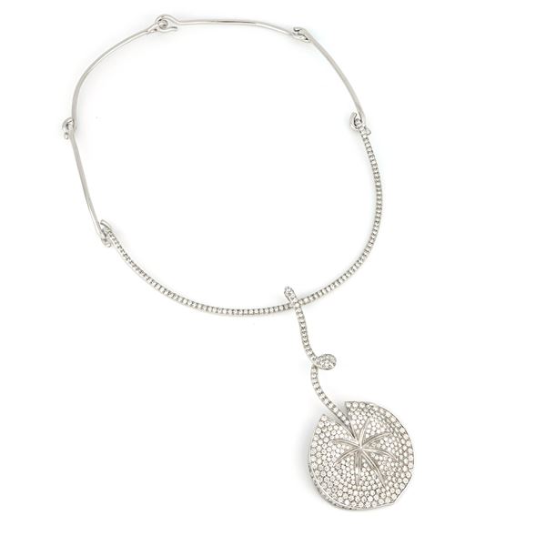 Faraone - Collana Loto in oro e diamanti
