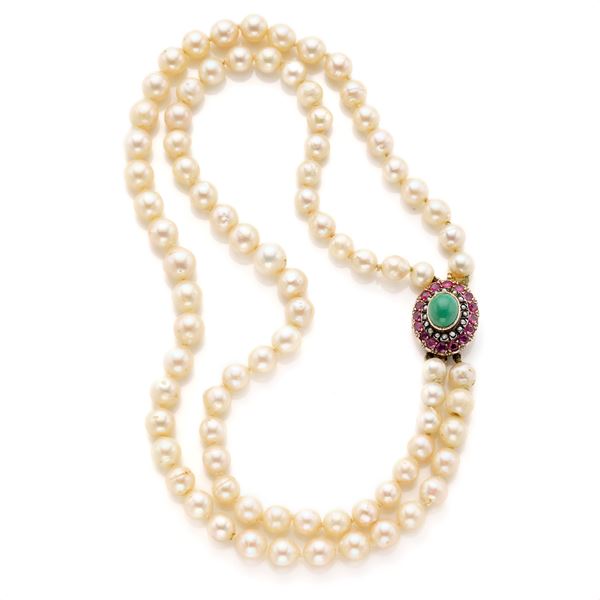 Pearl necklace with gold clasp  - Auction GIOIELLI OROLOGI E LUXURY GOODS - Faraone Casa d'Aste