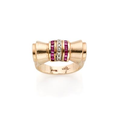 Anello in Oro con Diamanti e Rubini
