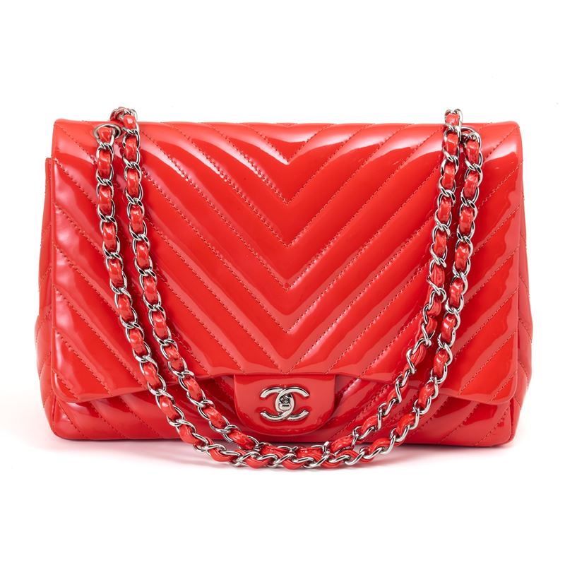 Chanel Timeless Jumbo vernice arancio