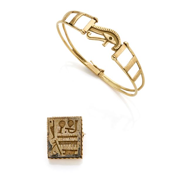 Gold brooch and bracelet