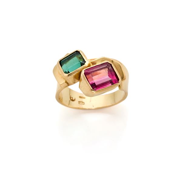 Gold ring with tourmalines