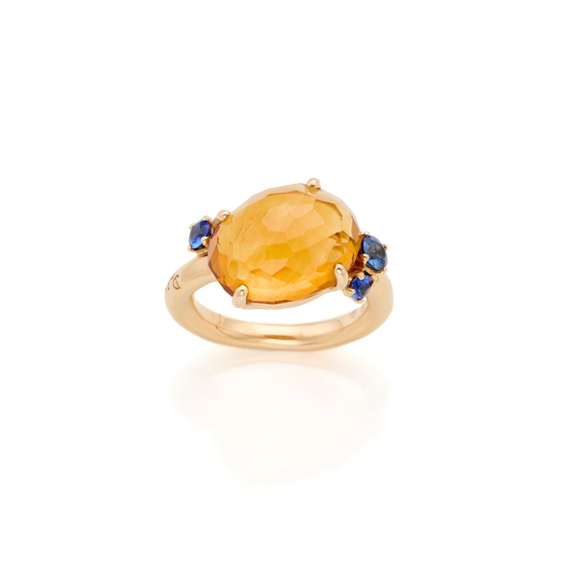 Anello Pomellato in Oro con Quarzo e Zaffiri