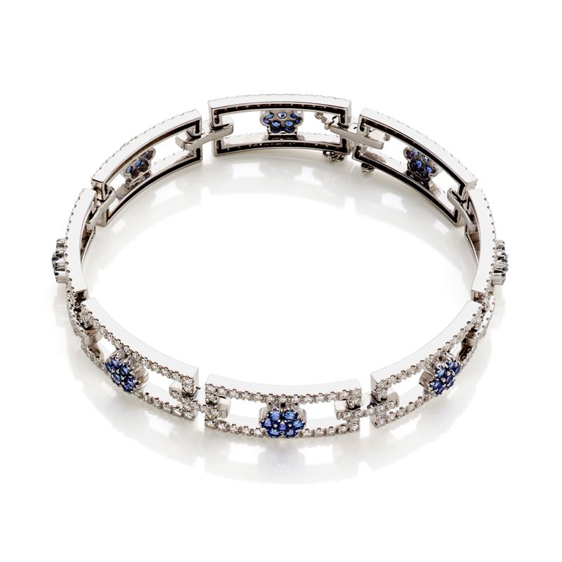 Bracciale in Oro con Diamanti e Zaffiri