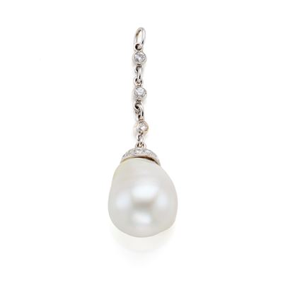 Pendente in Oro con Diamanti e Perla