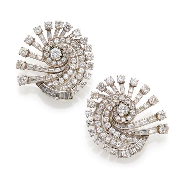 Platinum and diamond earrings