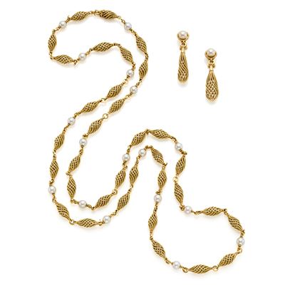 Collana e Orecchini Weingrill in Oro e Perle