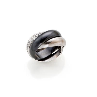 Anello Trinity Cartier in Oro, Ceramica e Diamanti