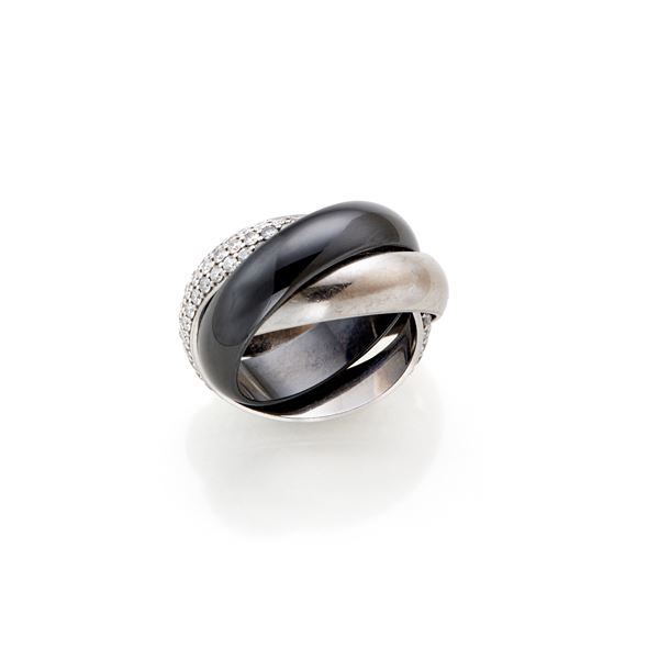 Cartier : Cartier trinity ring in gold, ceramic and diamonds   - Auction GIOIELLI OROLOGI E LUXURY GOODS - Faraone Casa d'Aste