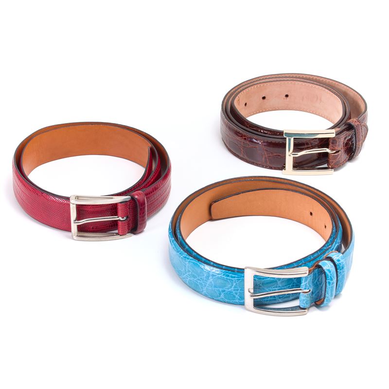 Lotto tre cinture pellame esotico