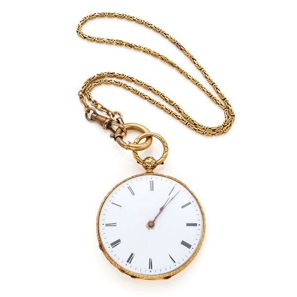 Pocket watch with gold chain