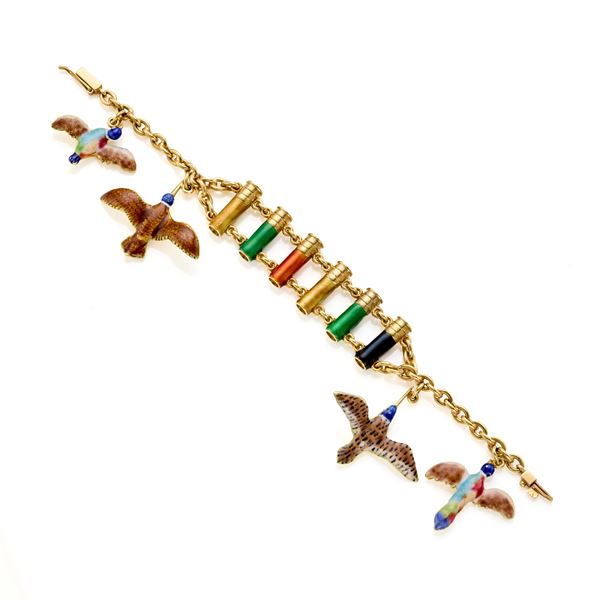 Gold modular bracelet with enamel