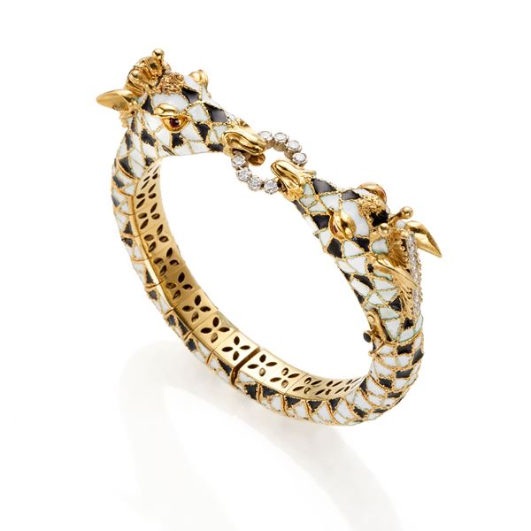 Frascarolo gold and enamel bangle