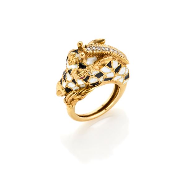 Frascarolo gold and enamel ring