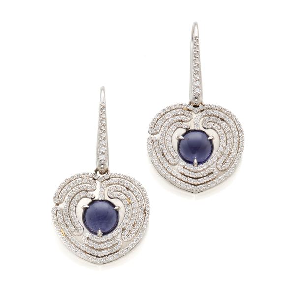 Faraone - Faraone gold earrings with diamonds and iolites 