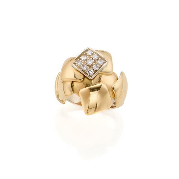 Gold ring with diamonds  - Auction GIOIELLI OROLOGI E LUXURY GOODS - Faraone Casa d'Aste