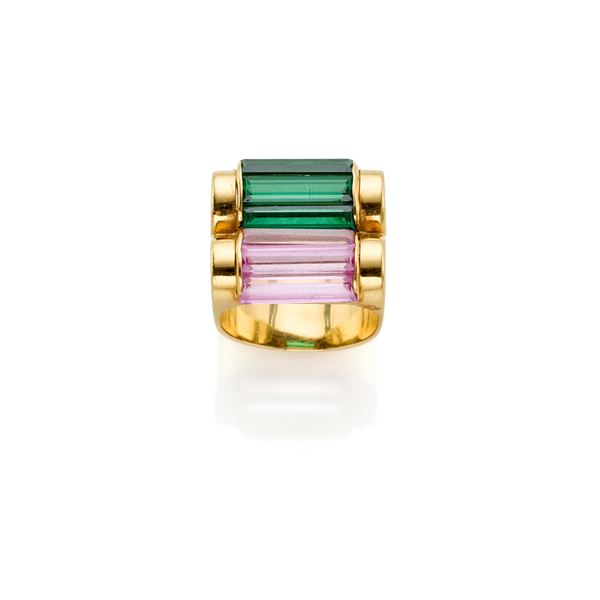 Gold ring with tourmalines   - Auction GIOIELLI OROLOGI E LUXURY GOODS - Faraone Casa d'Aste