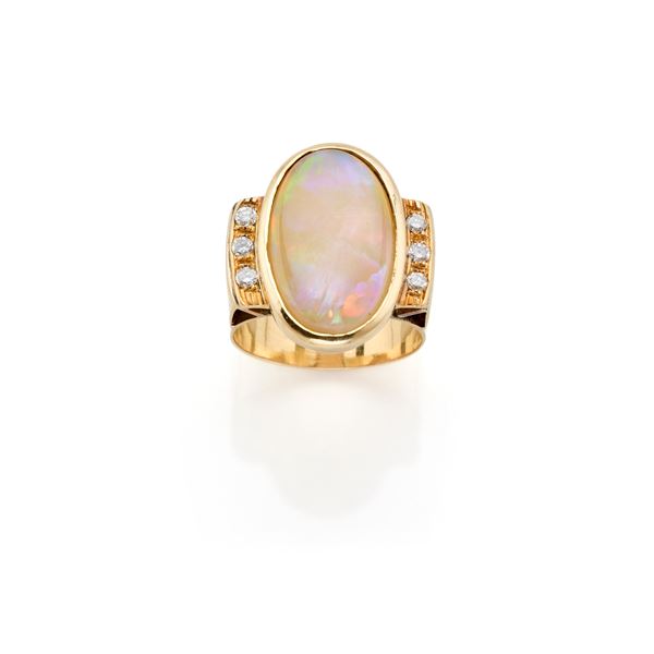 Gold ring with opal  - Auction GIOIELLI OROLOGI E LUXURY GOODS - Faraone Casa d'Aste