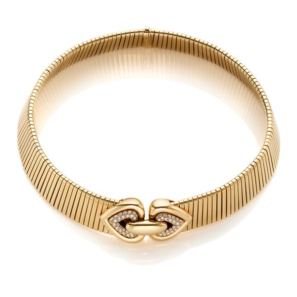 Collier de chien tubogas Bulgari Doppio Cuore