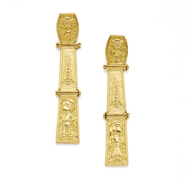 Gold earrings  - Auction GIOIELLI OROLOGI E LUXURY GOODS - Faraone Casa d'Aste