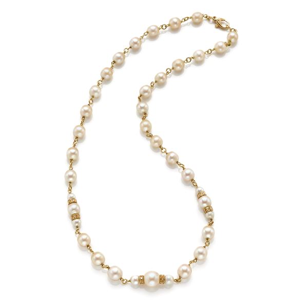 Pearl and gold necklace  - Auction GIOIELLI OROLOGI E LUXURY GOODS - Faraone Casa d'Aste