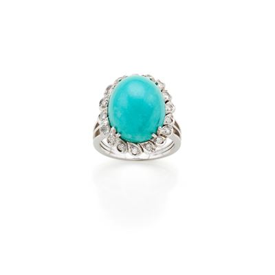 Anello in Oro con Diamanti e Turchese