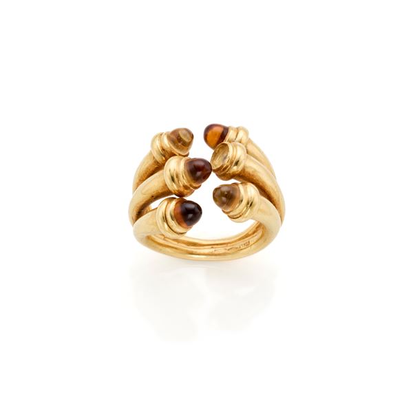 Micheletto gold ring with quartz 