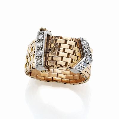 Anello Oro Rosa con Diamanti Huit Huit
