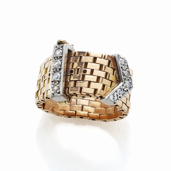 Anello oro rosa con diamanti huit huit
