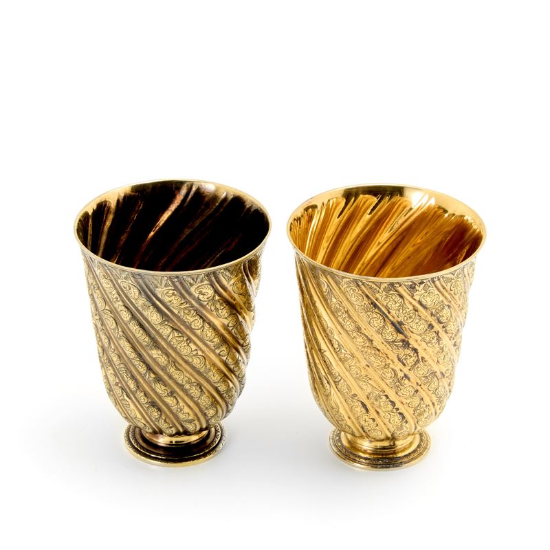 Coppia di bicchieri Puiforcat in argento