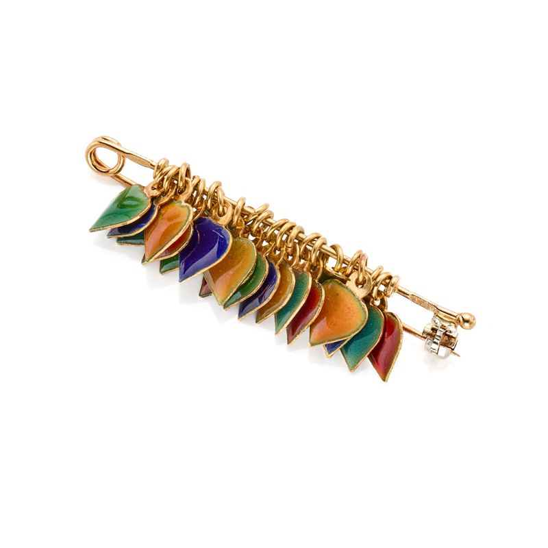 Spilla in oro e smalti