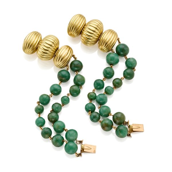 Due bracciali in oro e avventurina