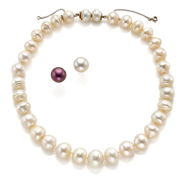 Gold and pearl necklace and earrings   - Auction GIOIELLI OROLOGI E LUXURY GOODS - Faraone Casa d'Aste