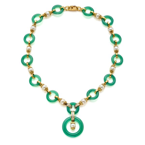 Collier in oro, quarzo e perle   - Asta GIOIELLI, OROLOGI E LUXURY GOODS - Faraone Casa d'Aste