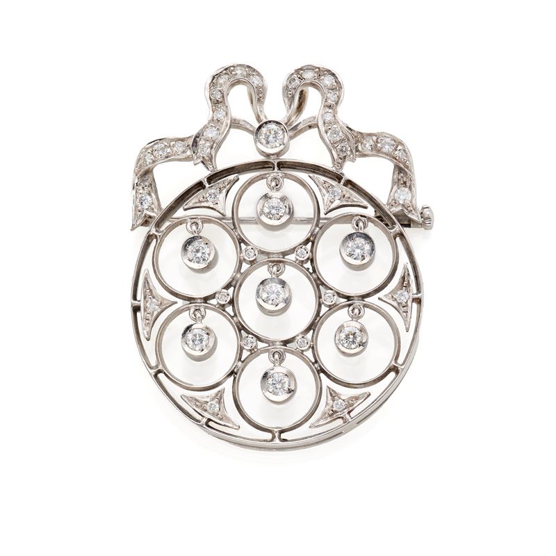 Spilla/pendente in oro con diamanti