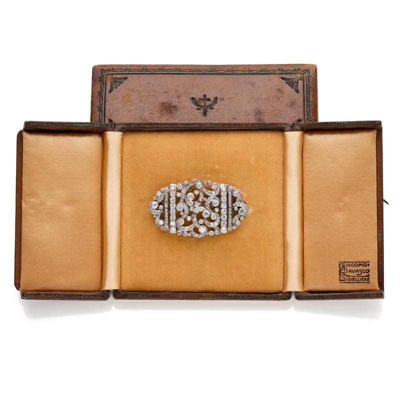 Spilla/pendente in platino e diamanti